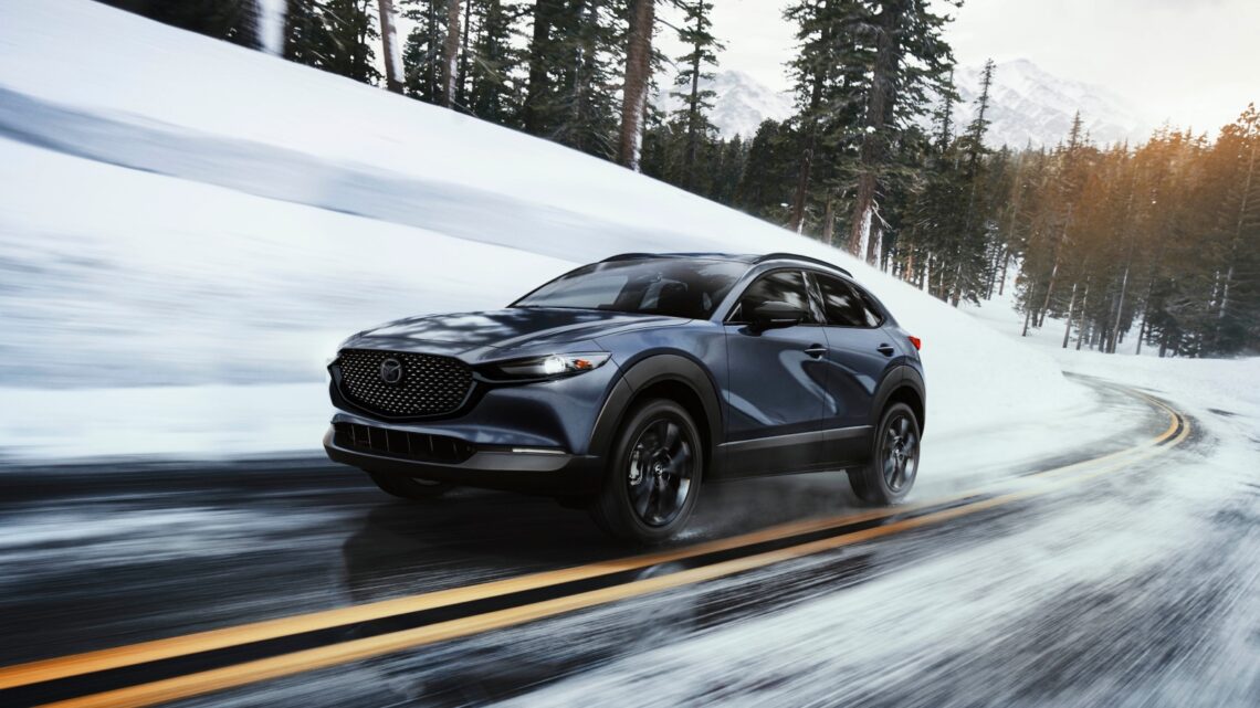 The 2026 Mazda CX-30 on an icy road